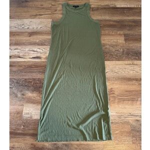 Sleeveless Olive Green Ripped Maxi Dress Banana Republic